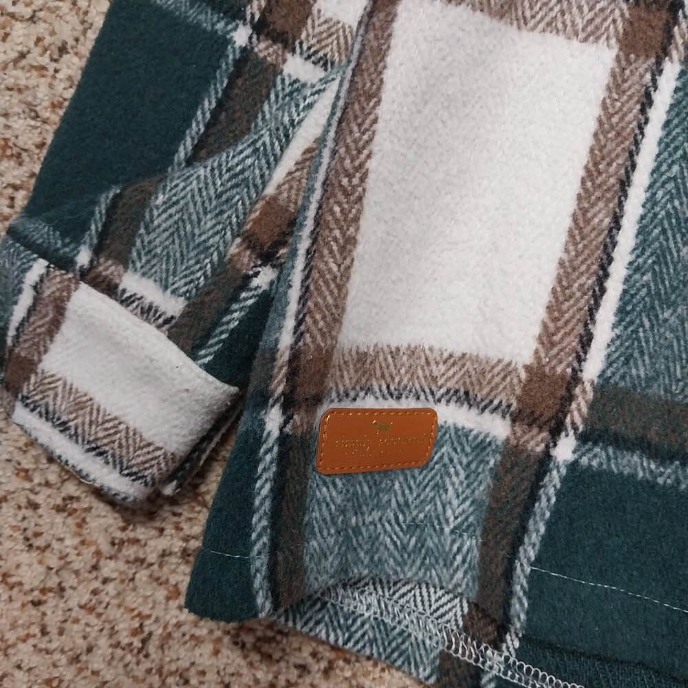 3681 Size Medium Simply Southern Shacket in Green Plaid with Corduroy Pockets - Picture 3 of 9
